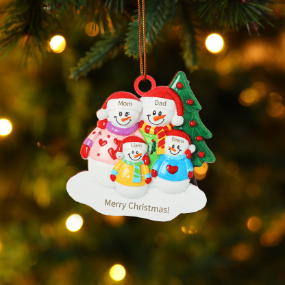 Personalized Wooden Snowman Family Christmas Ornament with Custom 3-5 Names & 1 Text Christmas Gift for Family | Jessemade