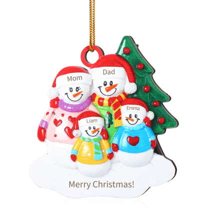 Personalized Wooden Snowman Family Christmas Ornament with Custom 3-5 Names & 1 Text Christmas Gift for Family | Jessemade