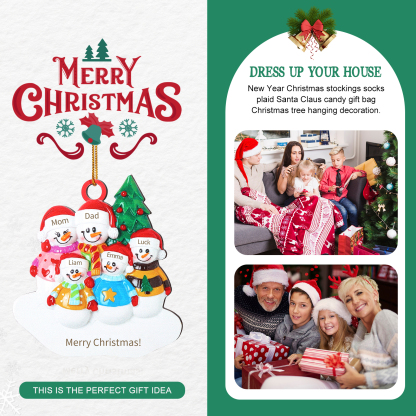 Personalized Wooden Snowman Family Christmas Ornament with Custom 3-5 Names & 1 Text Christmas Gift for Family | Jessemade