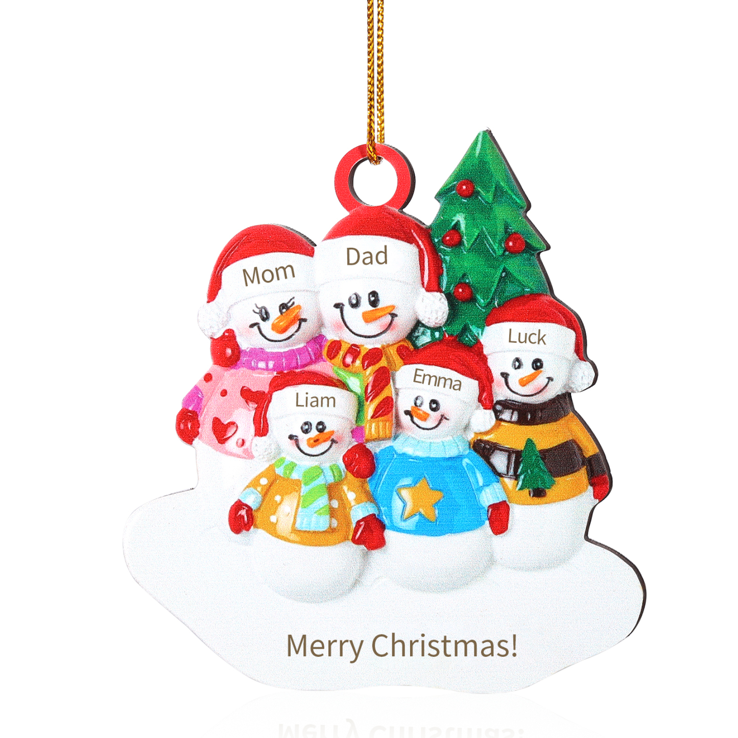 Personalized Wooden Snowman Family Christmas Ornament with Custom 3-5 Names & 1 Text Christmas Gift for Family | Jessemade