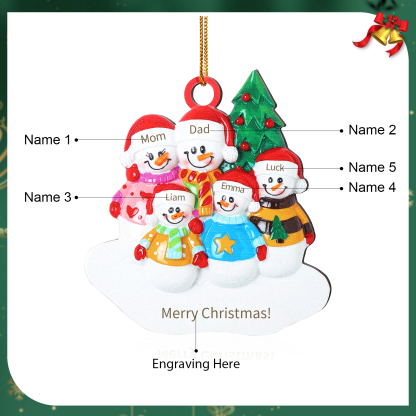Personalized Wooden Snowman Family Christmas Ornament with Custom 3-5 Names & 1 Text Christmas Gift for Family | Jessemade