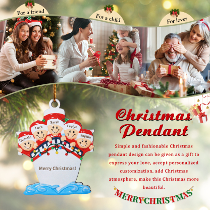 Personalized Wooden Family on Boat Christmas Ornament with Custom 3-5 Names & 1 Text Christmas Gift for Family | Jessemade