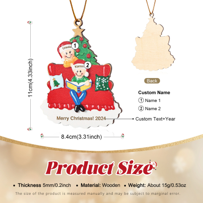 Personalized Wooden Christmas Ornament – Family Tree with 2-5 Names & Text & Year Christmas Gift for Family | Jessemade
