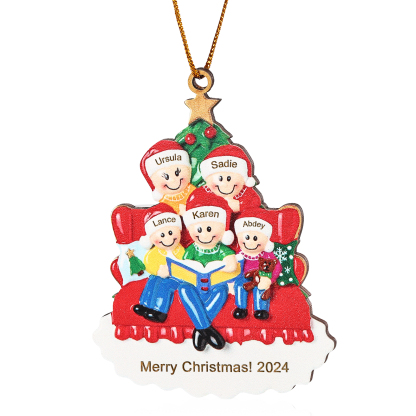 Personalized Wooden Christmas Ornament – Family Tree with 2-5 Names & Text & Year Christmas Gift for Family | Jessemade