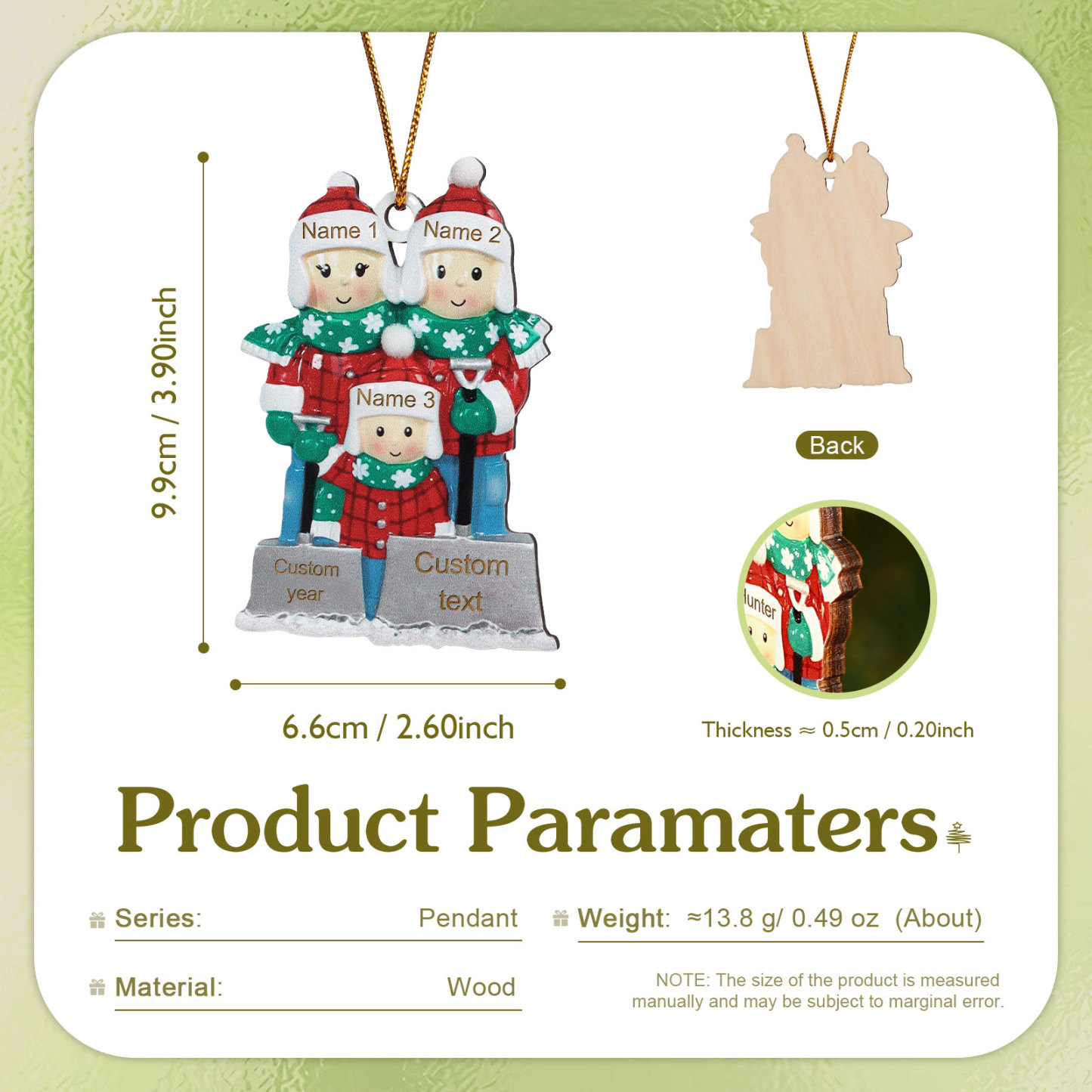 Personalised Christmas Ornament with Custom 3-6 Names & 1 Year & 1 Text Family Christmas Gift | Jessemade