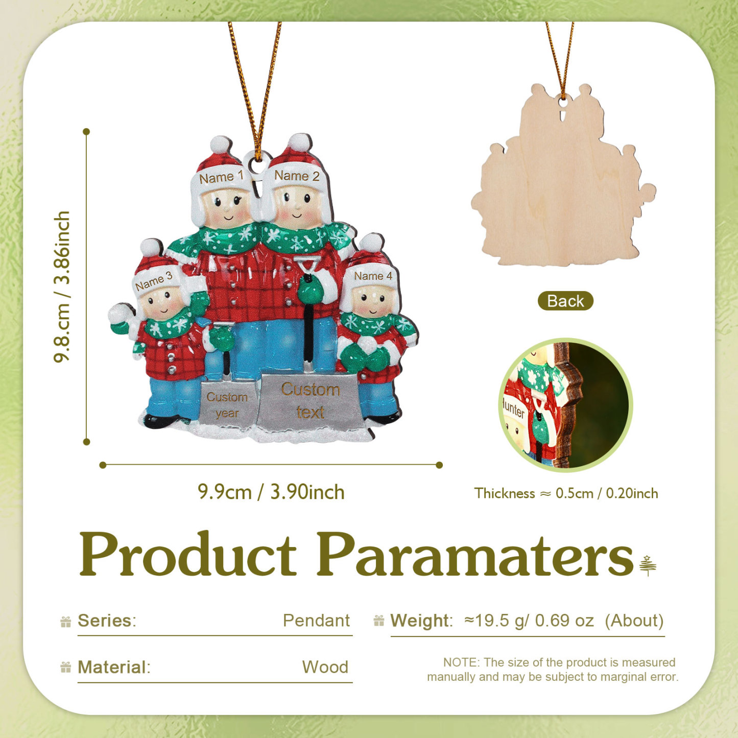 Personalised Christmas Ornament with Custom 3-6 Names & 1 Year & 1 Text Family Christmas Gift | Jessemade