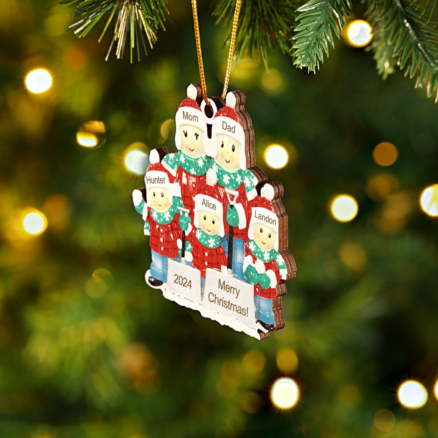 Personalised Christmas Ornament with Custom 3-6 Names & 1 Year & 1 Text Family Christmas Gift | Jessemade