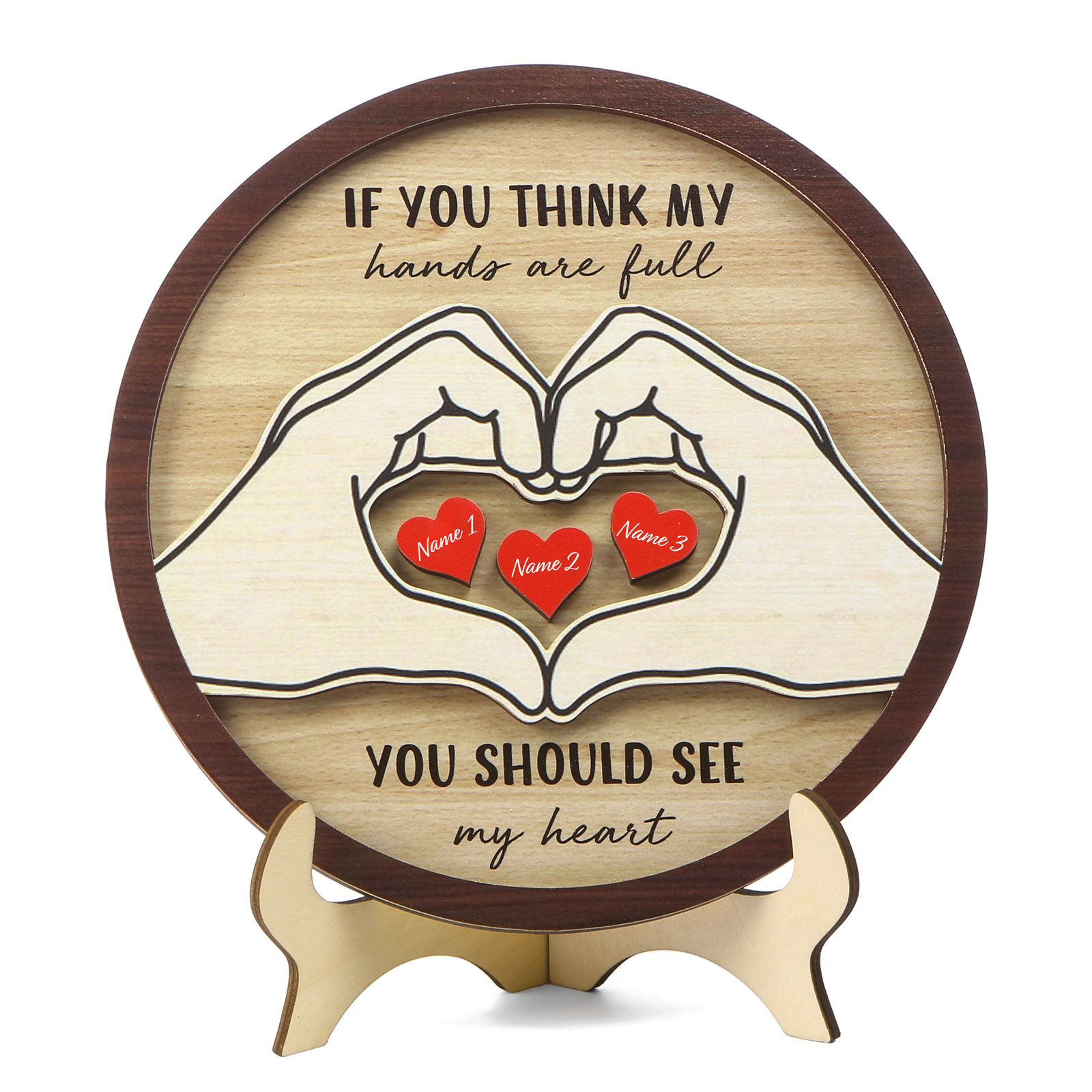 Personalized Home Frame Wooden Ornaments Custom 2-5 Names & 2 Text Ornaments Gift For Family| Jessmade