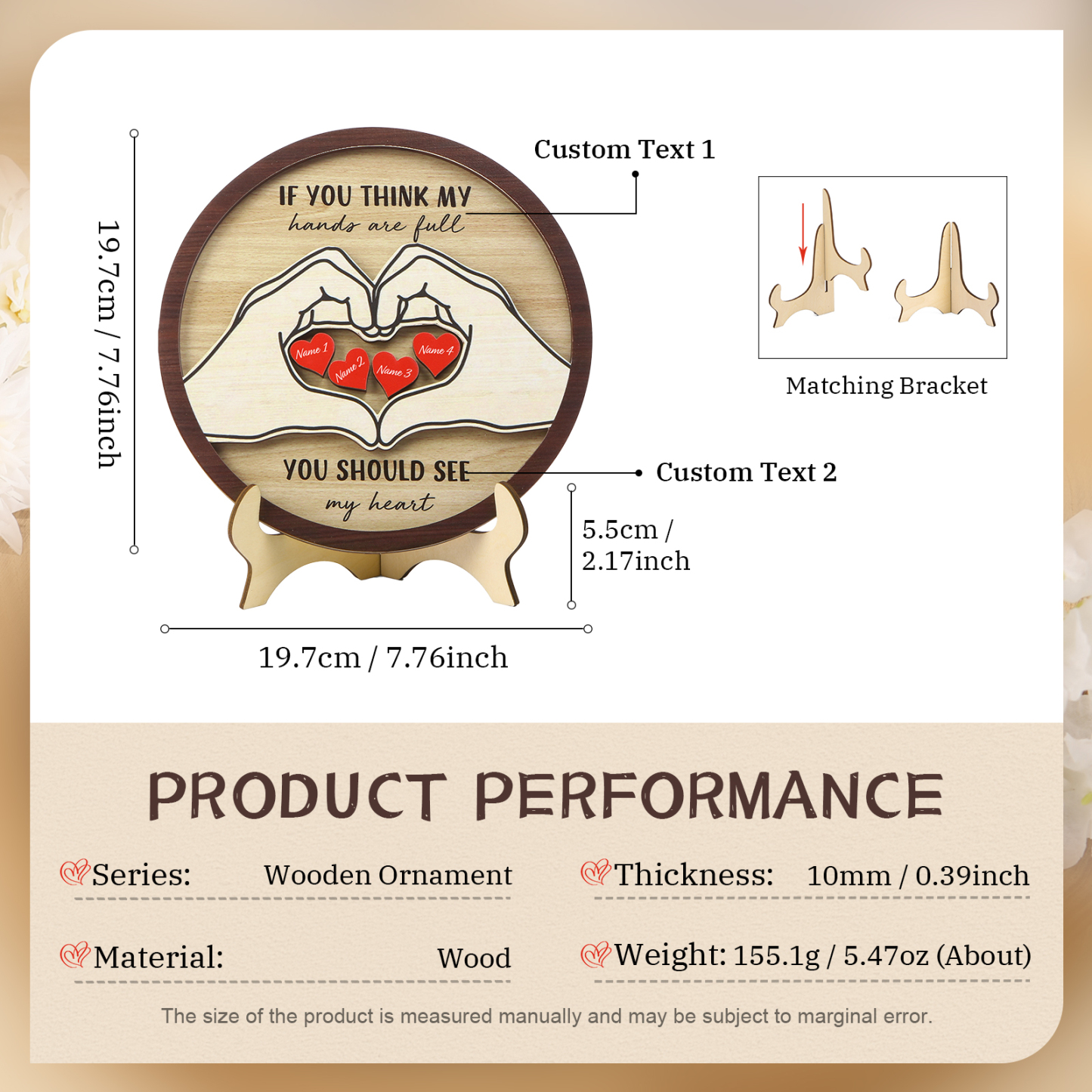 Personalized Home Frame Wooden Ornaments Custom 2-5 Names & 2 Text Ornaments Gift For Family| Jessmade