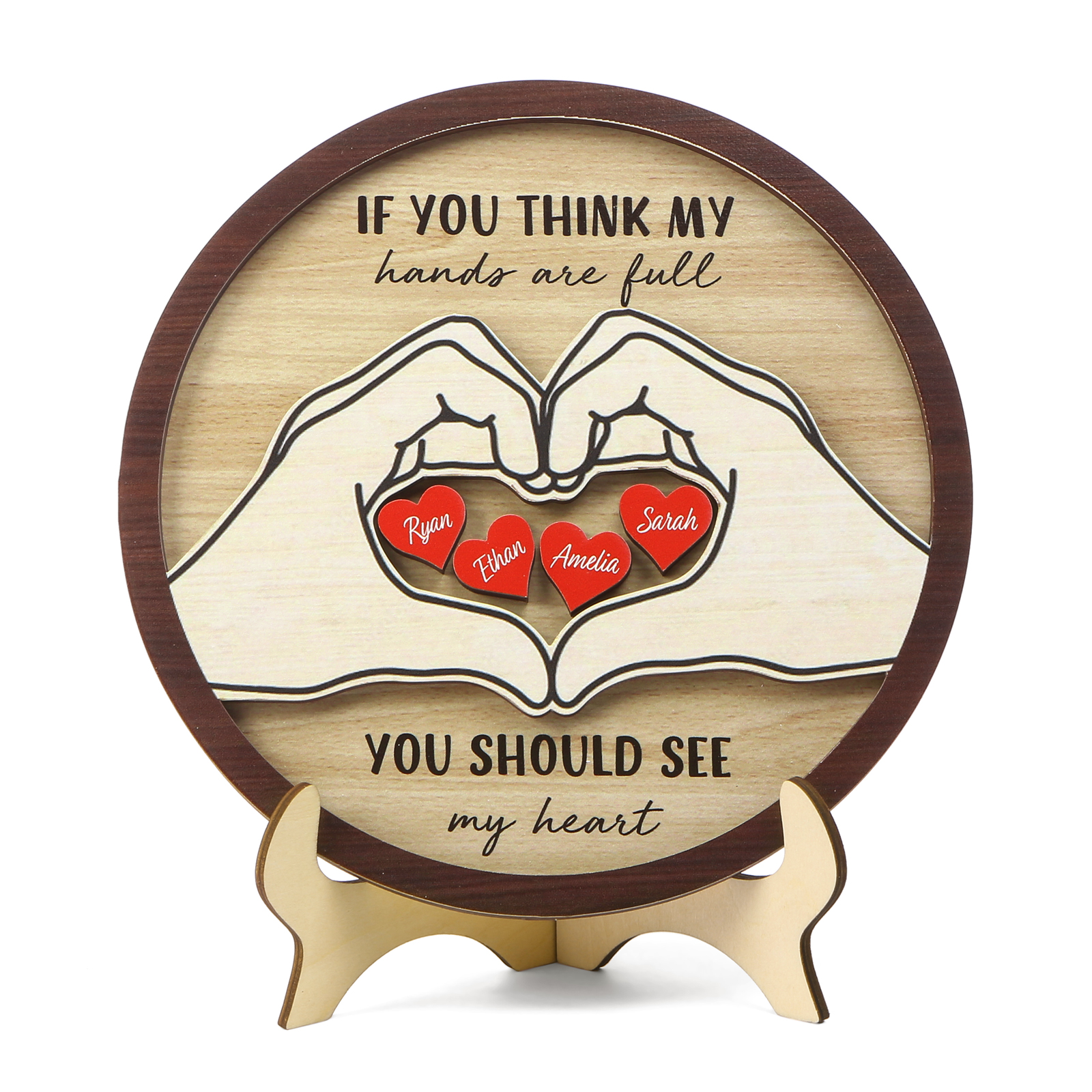 Personalized Home Frame Wooden Ornaments Custom 2-5 Names & 2 Text Ornaments Gift For Family| Jessmade