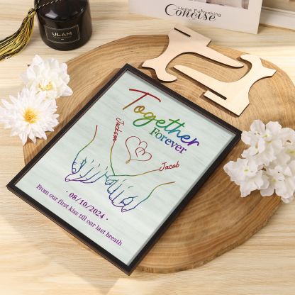 Personalised Couple Hand-in-Hand Wooden Plaque – Custom 2 Names, Text & Date Christmas Couple Gift for Him/Her | Jessemade