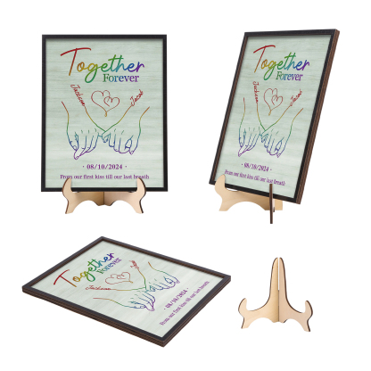 Personalised Couple Hand-in-Hand Wooden Plaque – Custom 2 Names, Text & Date Christmas Couple Gift for Him/Her | Jessemade