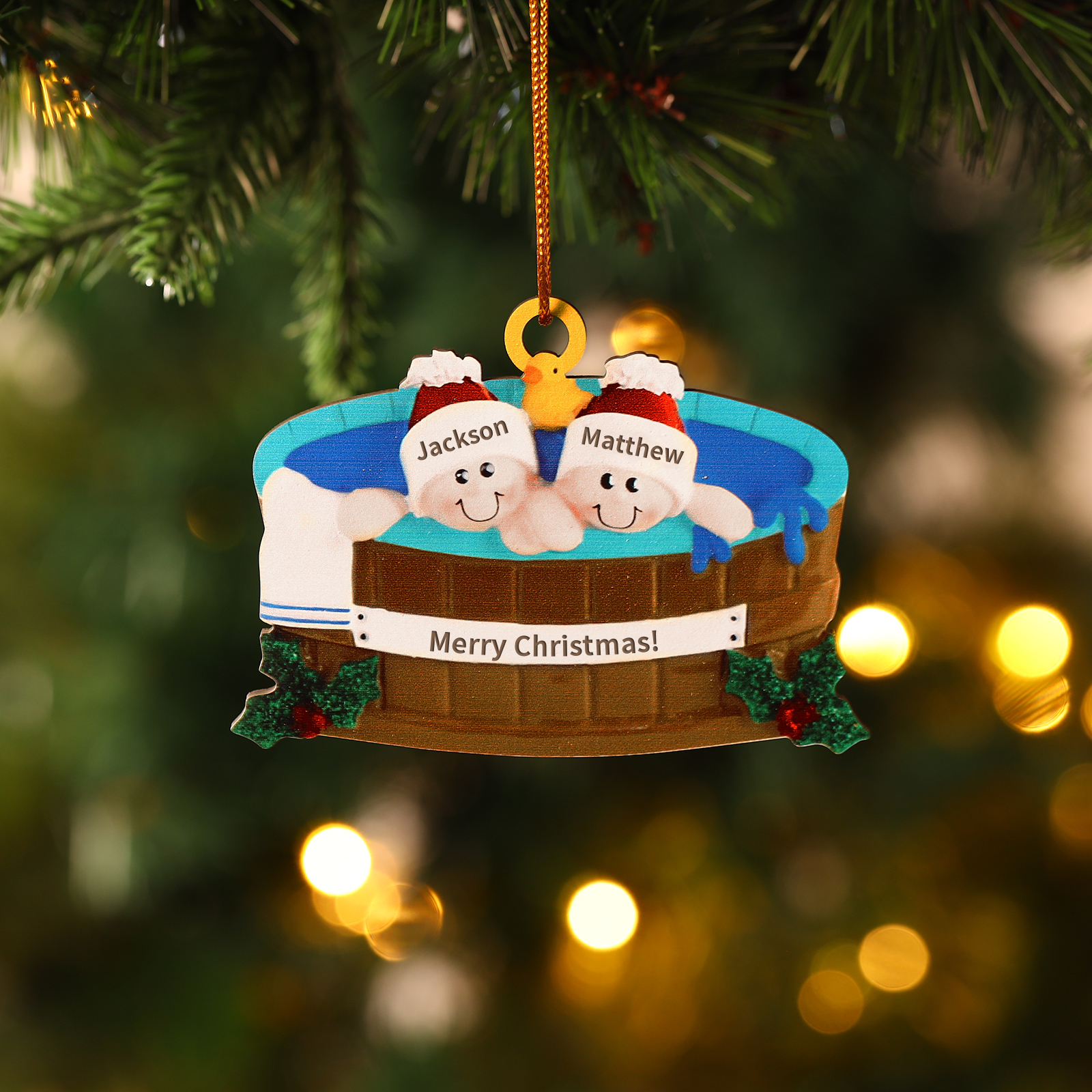Personalized Wooden Family Christmas Hanging Ornament with Custom 2-6 Names & 1 Text Christmas Gift for Family | Jessemade