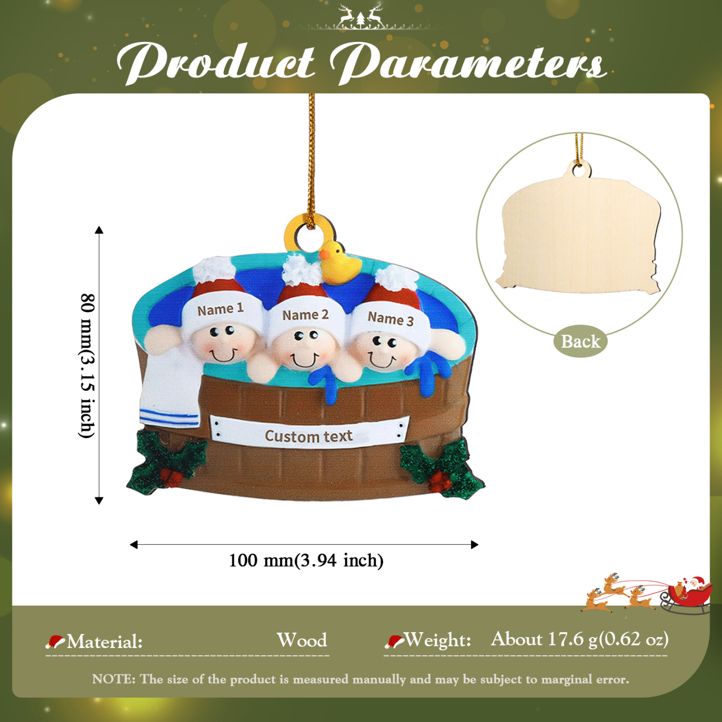 Personalized Wooden Family Christmas Hanging Ornament with Custom 2-6 Names & 1 Text Christmas Gift for Family | Jessemade