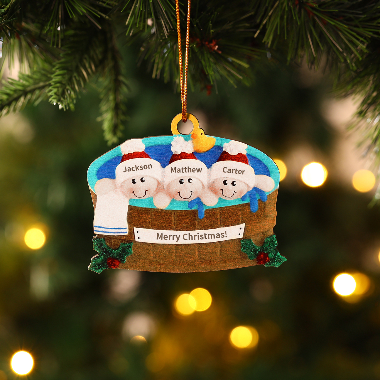 Personalized Wooden Family Christmas Hanging Ornament with Custom 2-6 Names & 1 Text Christmas Gift for Family | Jessemade