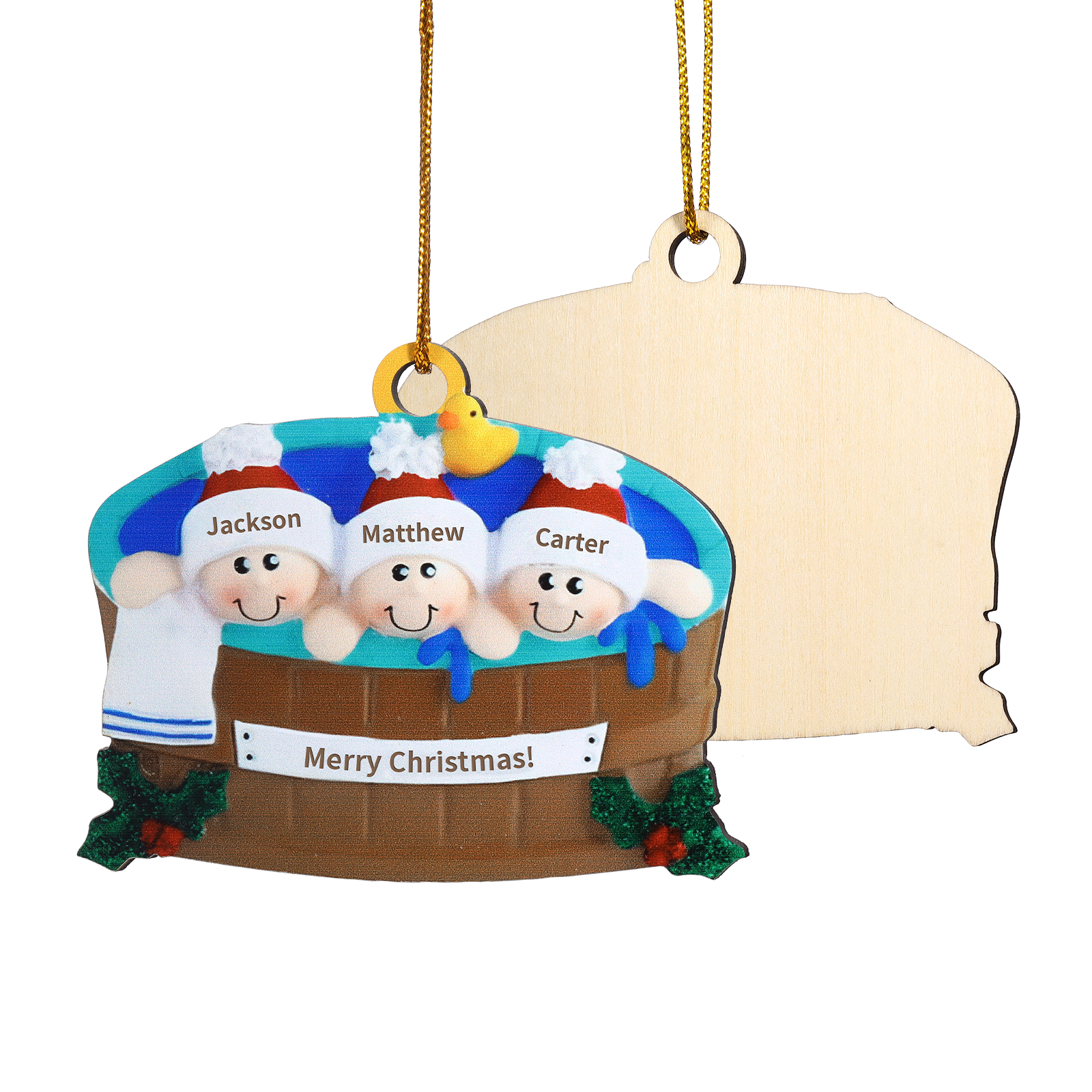 Personalized Wooden Family Christmas Hanging Ornament with Custom 2-6 Names & 1 Text Christmas Gift for Family | Jessemade