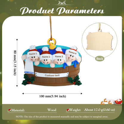 Personalized Wooden Family Christmas Hanging Ornament with Custom 2-6 Names & 1 Text Christmas Gift for Family | Jessemade