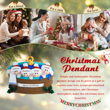 Personalized Wooden Family Christmas Hanging Ornament with Custom 2-6 Names & 1 Text Christmas Gift for Family | Jessemade