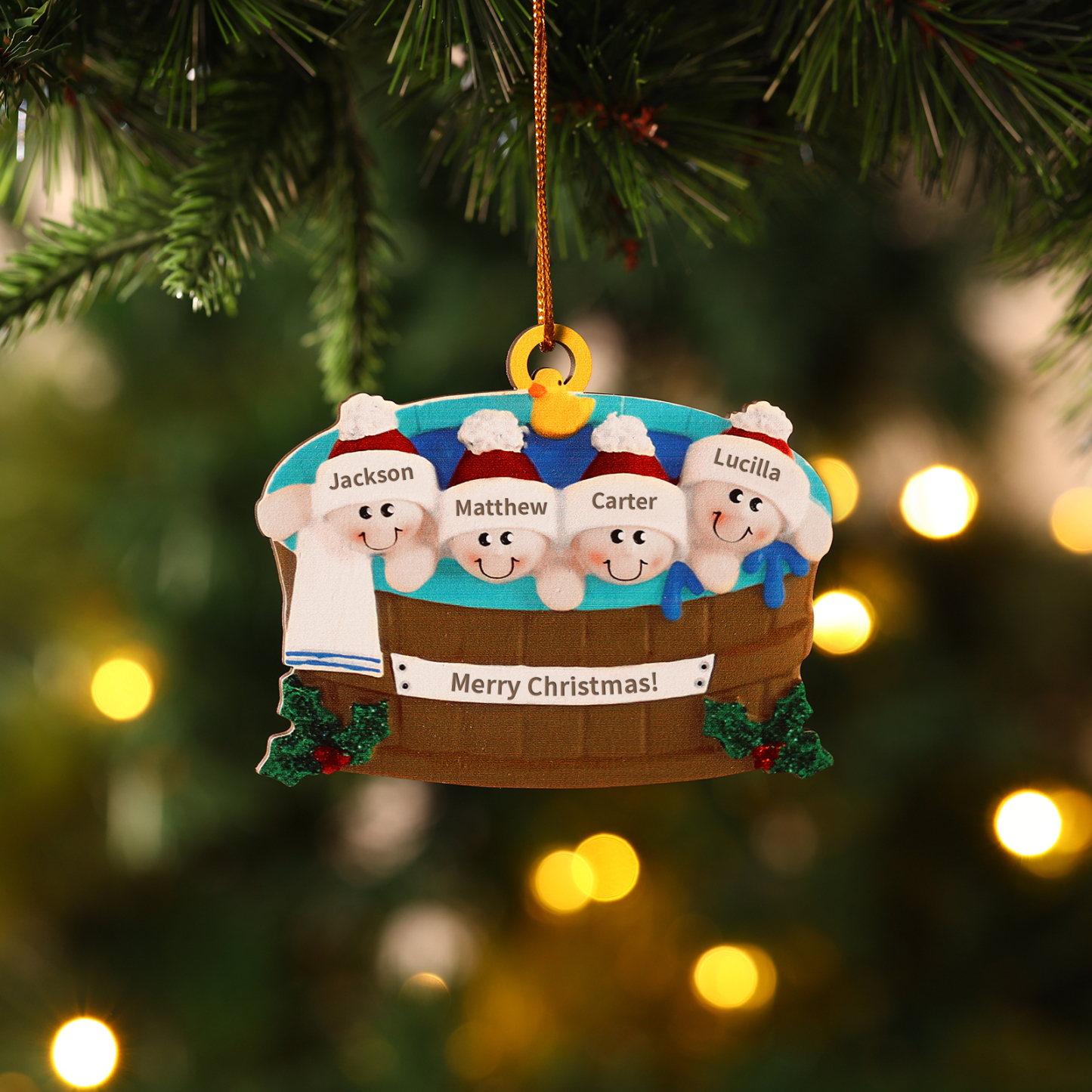 Personalized Wooden Family Christmas Hanging Ornament with Custom 2-6 Names & 1 Text Christmas Gift for Family | Jessemade