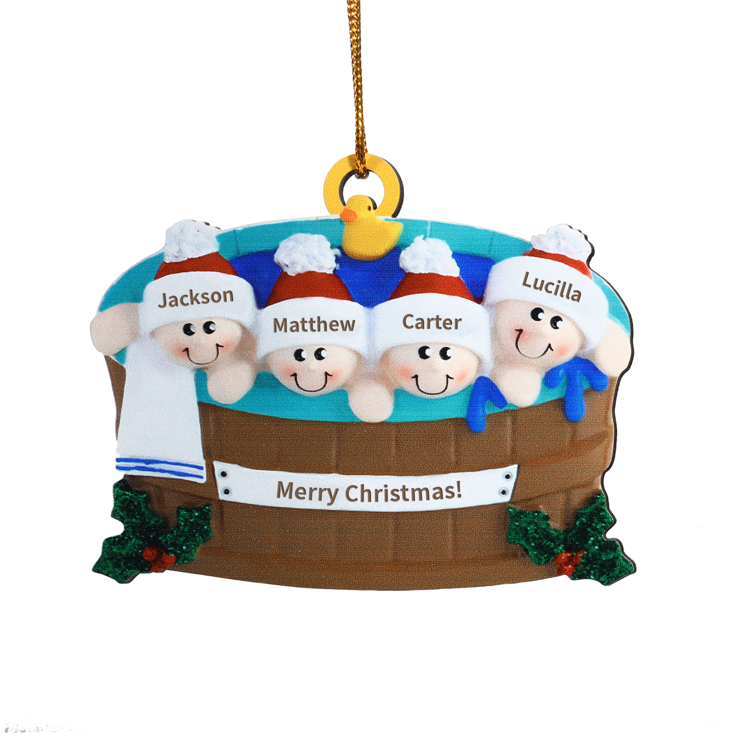 Personalized Wooden Family Christmas Hanging Ornament with Custom 2-6 Names & 1 Text Christmas Gift for Family | Jessemade