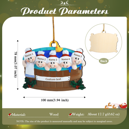 Personalized Wooden Family Christmas Hanging Ornament with Custom 2-6 Names & 1 Text Christmas Gift for Family | Jessemade