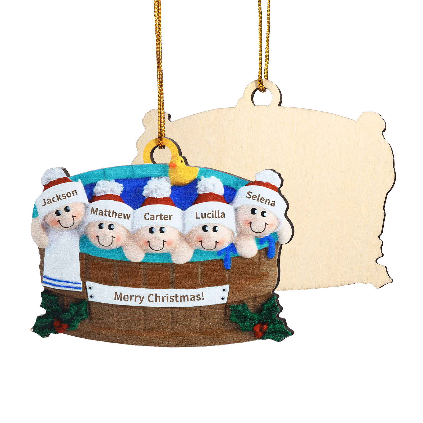 Personalized Wooden Family Christmas Hanging Ornament with Custom 2-6 Names & 1 Text Christmas Gift for Family | Jessemade