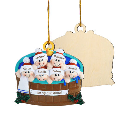 Personalized Wooden Family Christmas Hanging Ornament with Custom 2-6 Names & 1 Text Christmas Gift for Family | Jessemade