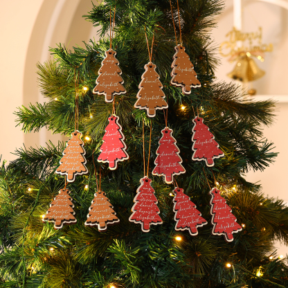 Personalised Family Christmas Ornament -Custom 1-6 Names Red Wooden Tree Gift for Family | Jessemade