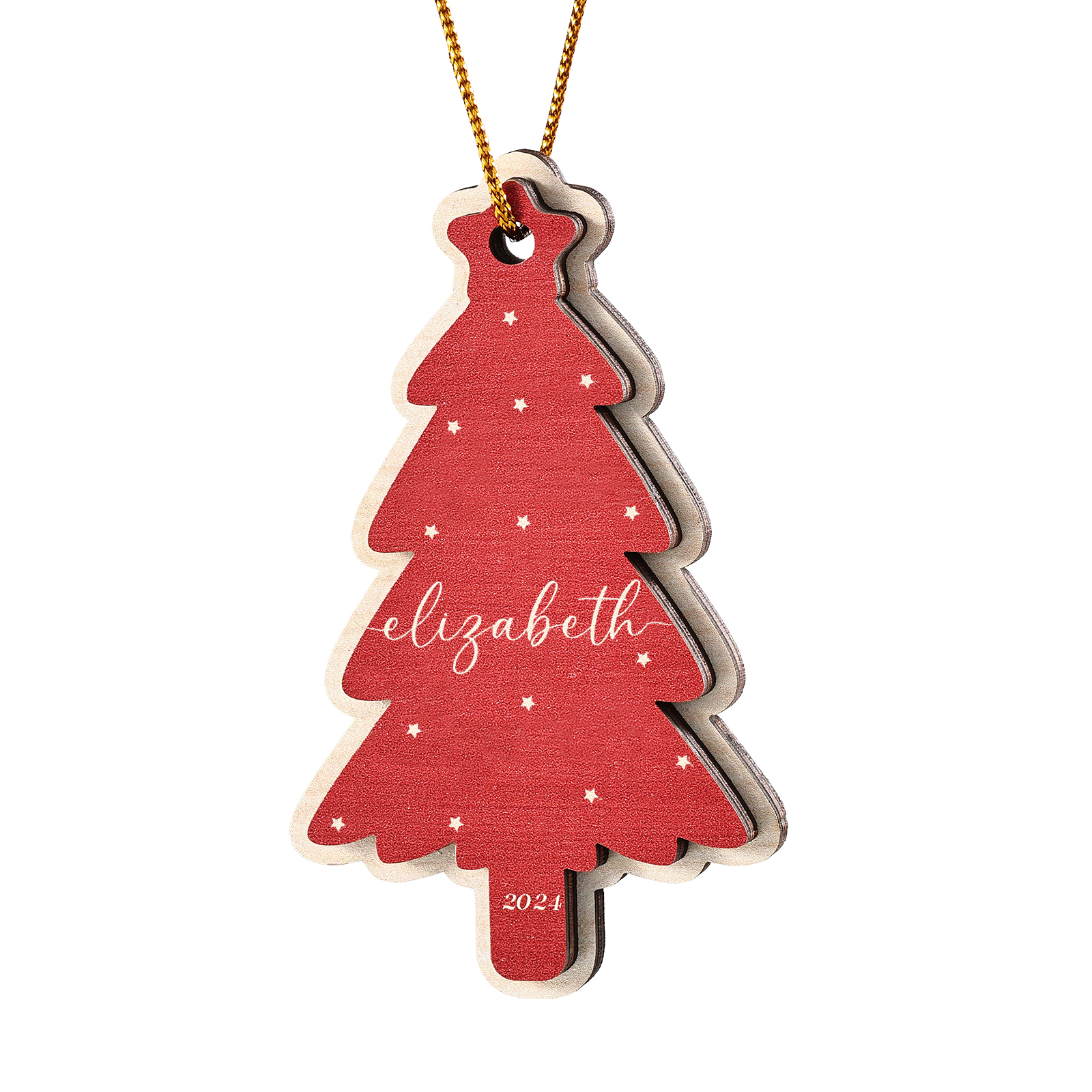 Personalised Family Christmas Ornament -Custom 1-6 Names Red Wooden Tree Gift for Family | Jessemade