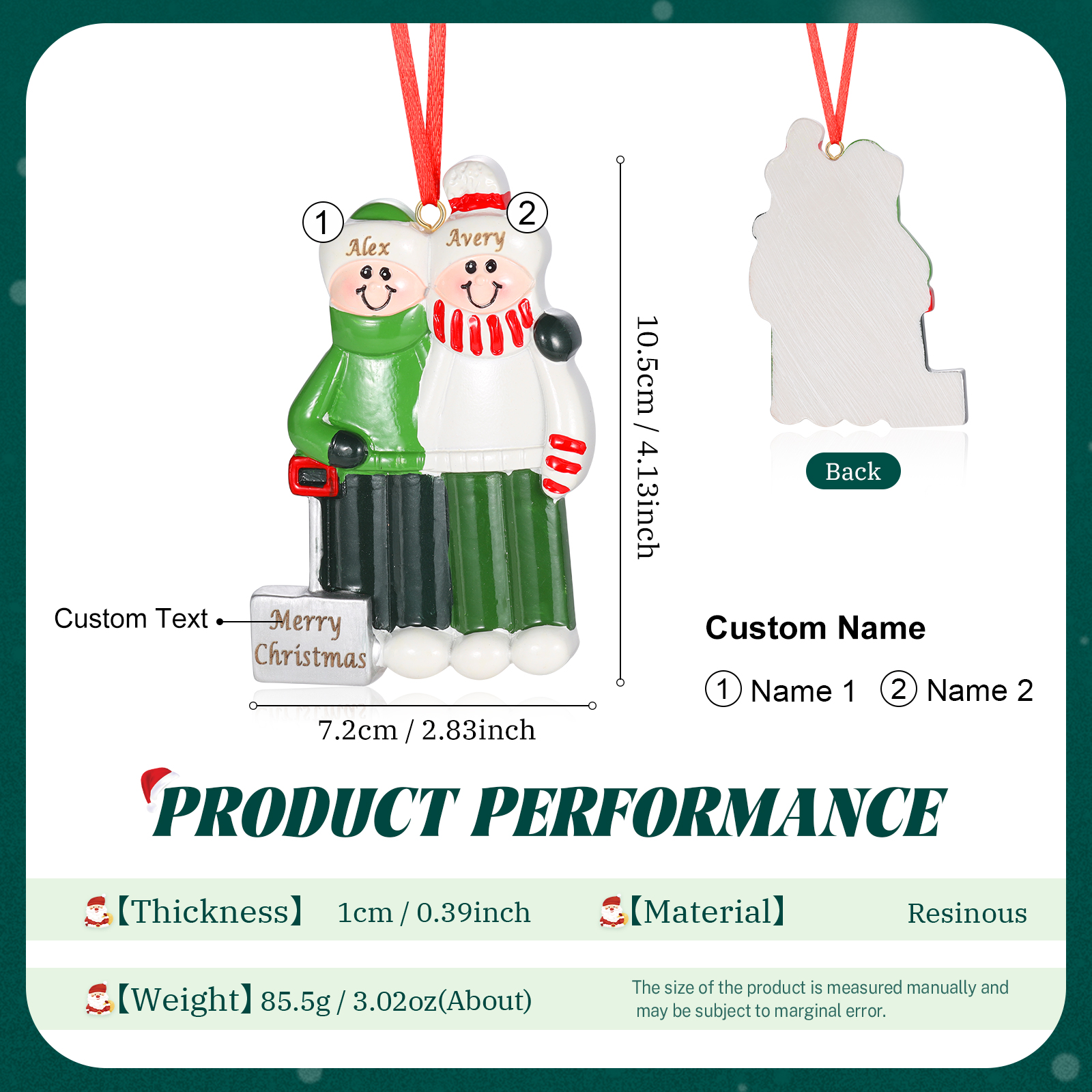 Personalized Family Christmas Ornament – Custom Resin Snow Shoveling Scene with 2-5 Names & 1 Text & Year Christmas Gift | Jessemade