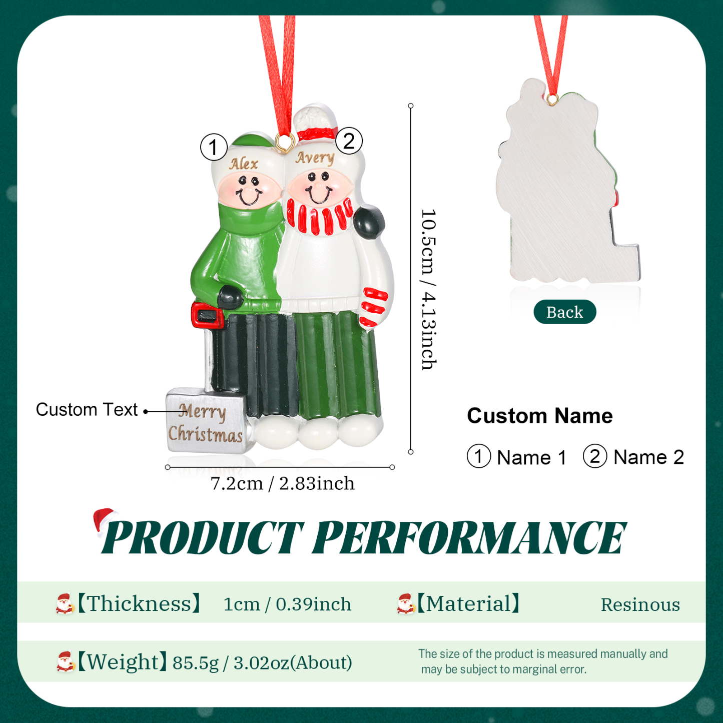 Personalized Family Christmas Ornament – Custom Resin Snow Shoveling Scene with 2-5 Names & 1 Text & Year Christmas Gift | Jessemade