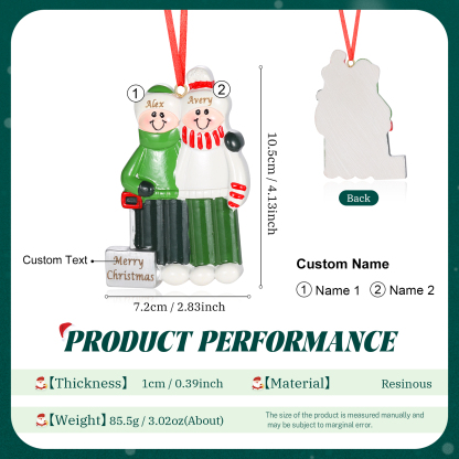 Personalized Family Christmas Ornament – Custom Resin Snow Shoveling Scene with 2-5 Names & 1 Text & Year Christmas Gift | Jessemade