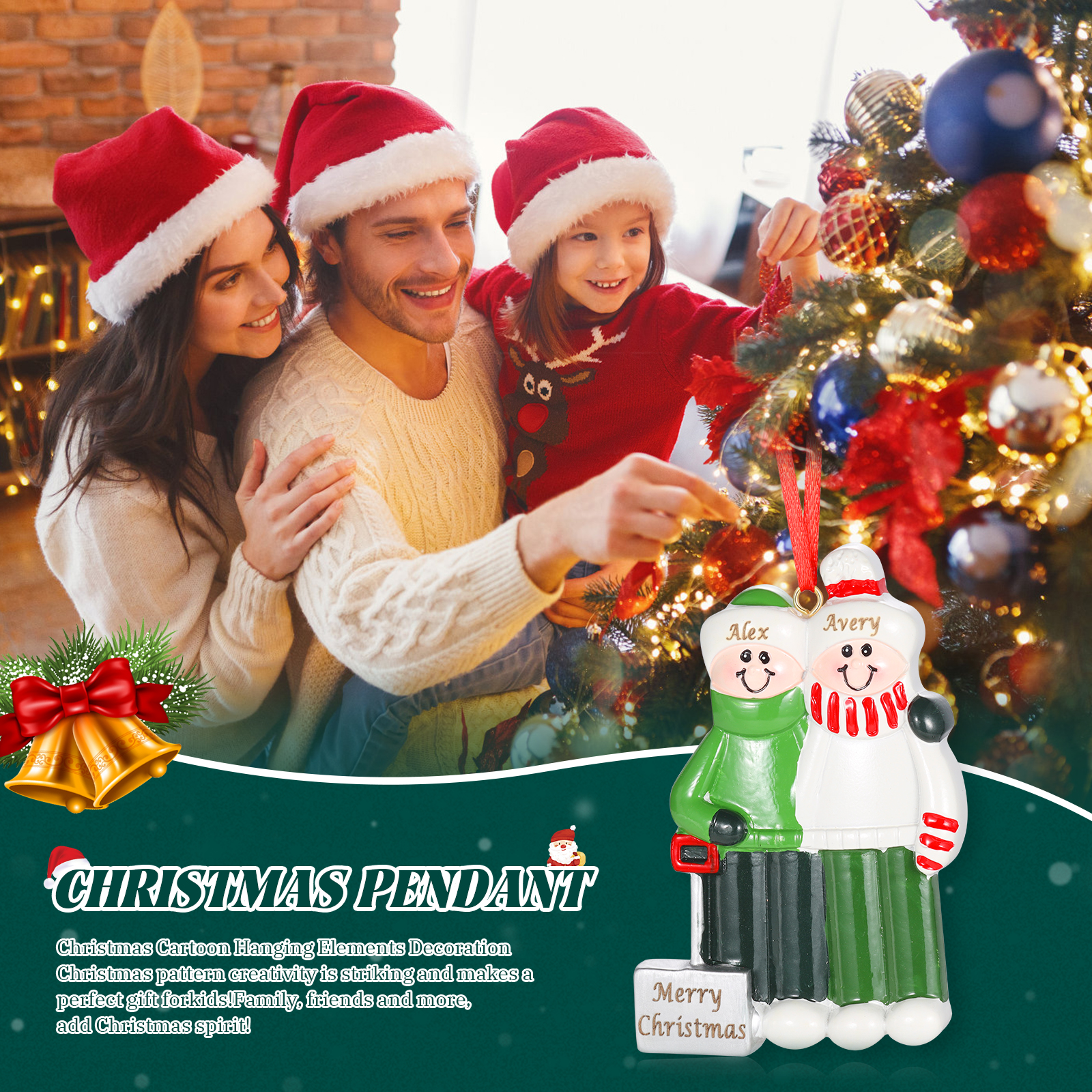 Personalized Family Christmas Ornament – Custom Resin Snow Shoveling Scene with 2-5 Names & 1 Text & Year Christmas Gift | Jessemade