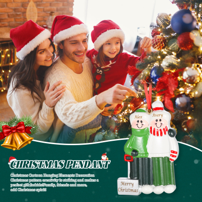 Personalized Family Christmas Ornament – Custom Resin Snow Shoveling Scene with 2-5 Names & 1 Text & Year Christmas Gift | Jessemade