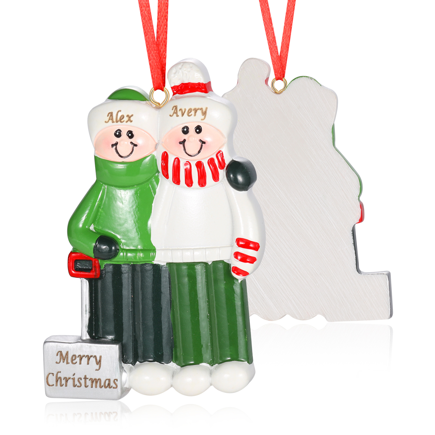 Personalized Family Christmas Ornament – Custom Resin Snow Shoveling Scene with 2-5 Names & 1 Text & Year Christmas Gift | Jessemade