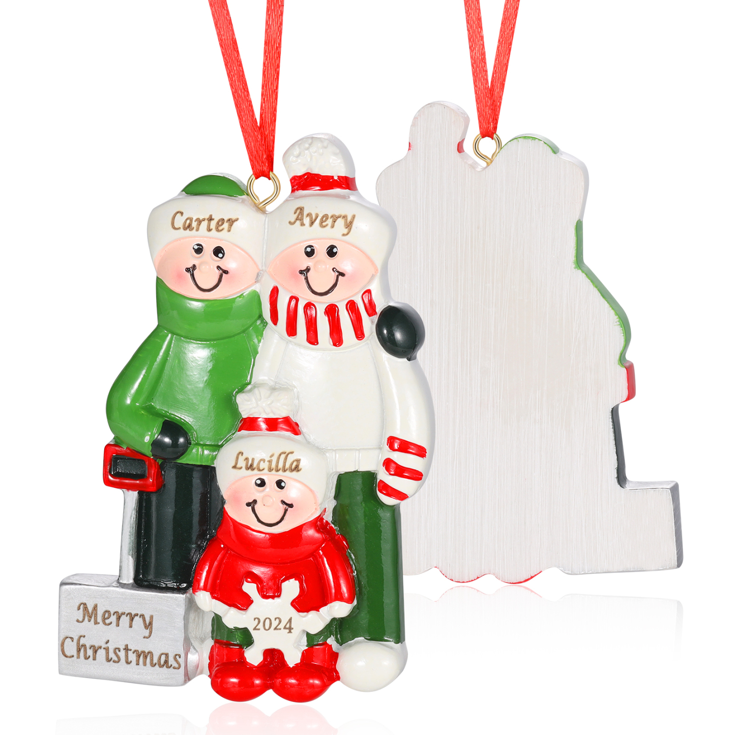 Personalized Family Christmas Ornament – Custom Resin Snow Shoveling Scene with 2-5 Names & 1 Text & Year Christmas Gift | Jessemade