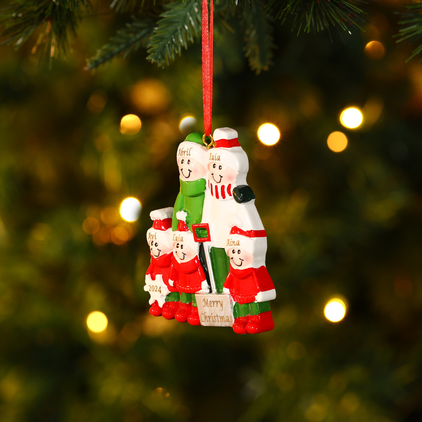 Personalized Family Christmas Ornament – Custom Resin Snow Shoveling Scene with 2-5 Names & 1 Text & Year Christmas Gift | Jessemade