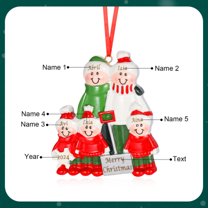 Personalized Family Christmas Ornament – Custom Resin Snow Shoveling Scene with 2-5 Names & 1 Text & Year Christmas Gift | Jessemade