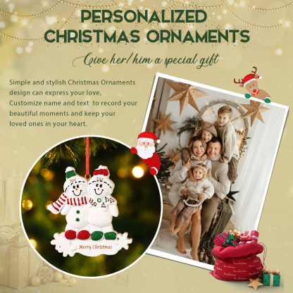 Personalized Resin Snowman Family Christmas Ornament – Custom 2-5 Names & 1 Text Christmas Gift for Family | Jessemade
