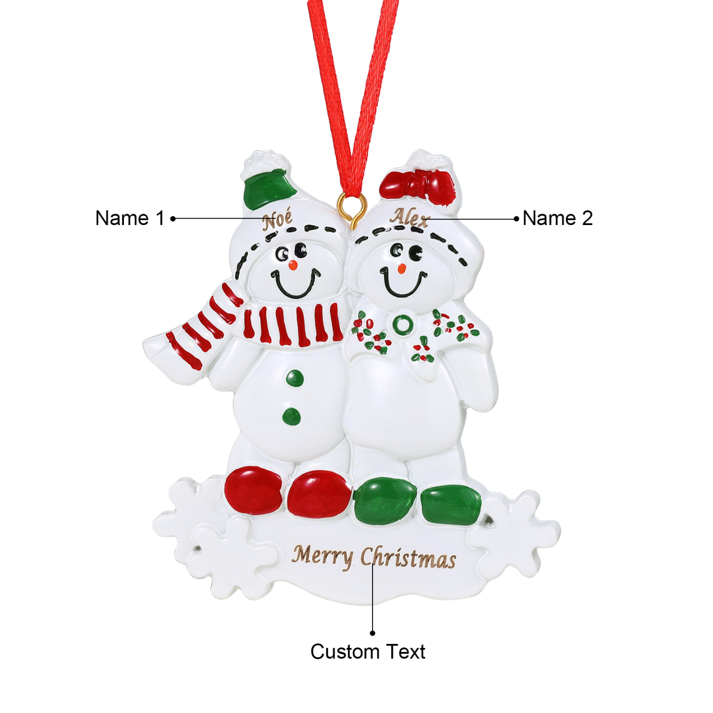 Personalized Resin Snowman Family Christmas Ornament – Custom 2-5 Names & 1 Text Christmas Gift for Family | Jessemade
