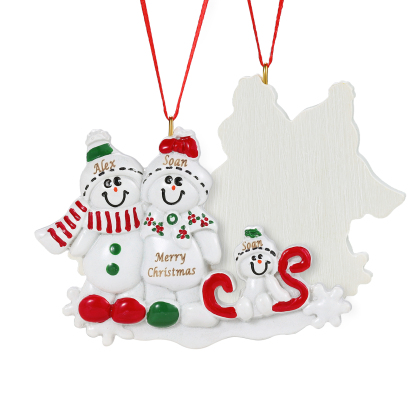 Personalized Resin Snowman Family Christmas Ornament – Custom 2-5 Names & 1 Text Christmas Gift for Family | Jessemade