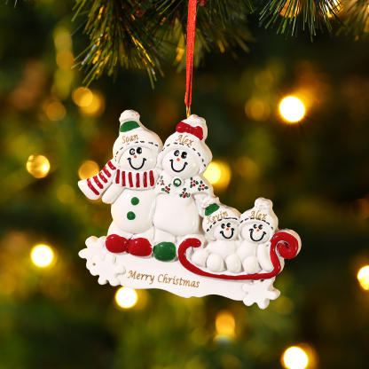 Personalized Resin Snowman Family Christmas Ornament – Custom 2-5 Names & 1 Text Christmas Gift for Family | Jessemade
