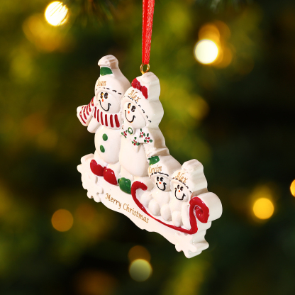 Personalized Resin Snowman Family Christmas Ornament – Custom 2-5 Names & 1 Text Christmas Gift for Family | Jessemade