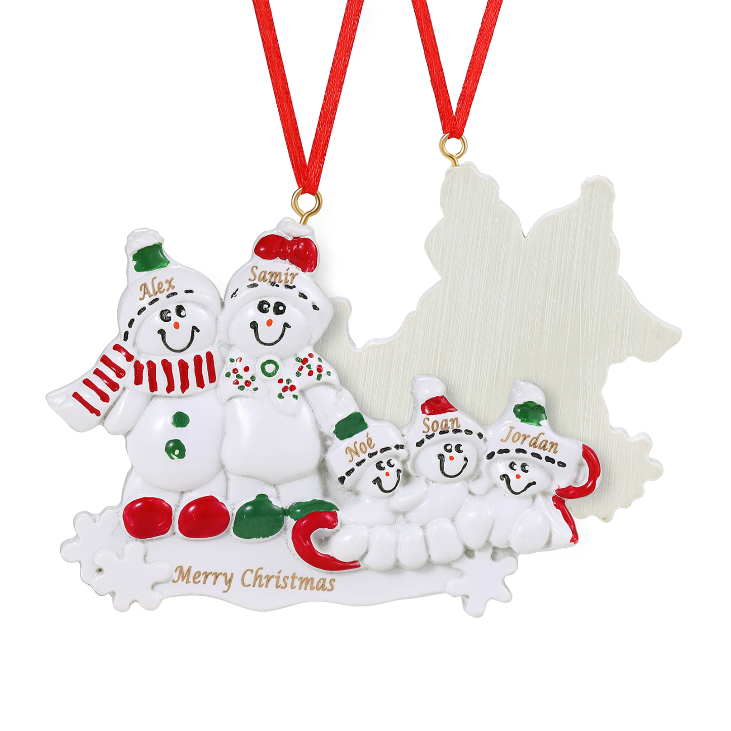 Personalized Resin Snowman Family Christmas Ornament – Custom 2-5 Names & 1 Text Christmas Gift for Family | Jessemade