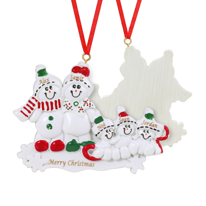Personalized Resin Snowman Family Christmas Ornament – Custom 2-5 Names & 1 Text Christmas Gift for Family | Jessemade