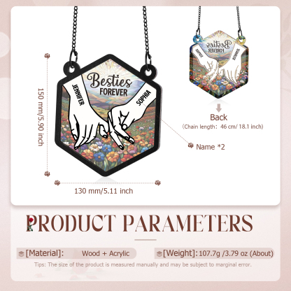 "Besties Forever" - Personalised Hexagon Sister Ornament with Custom 2 Names, Perfect Gift for Sisters & Best Friends | Jessemade