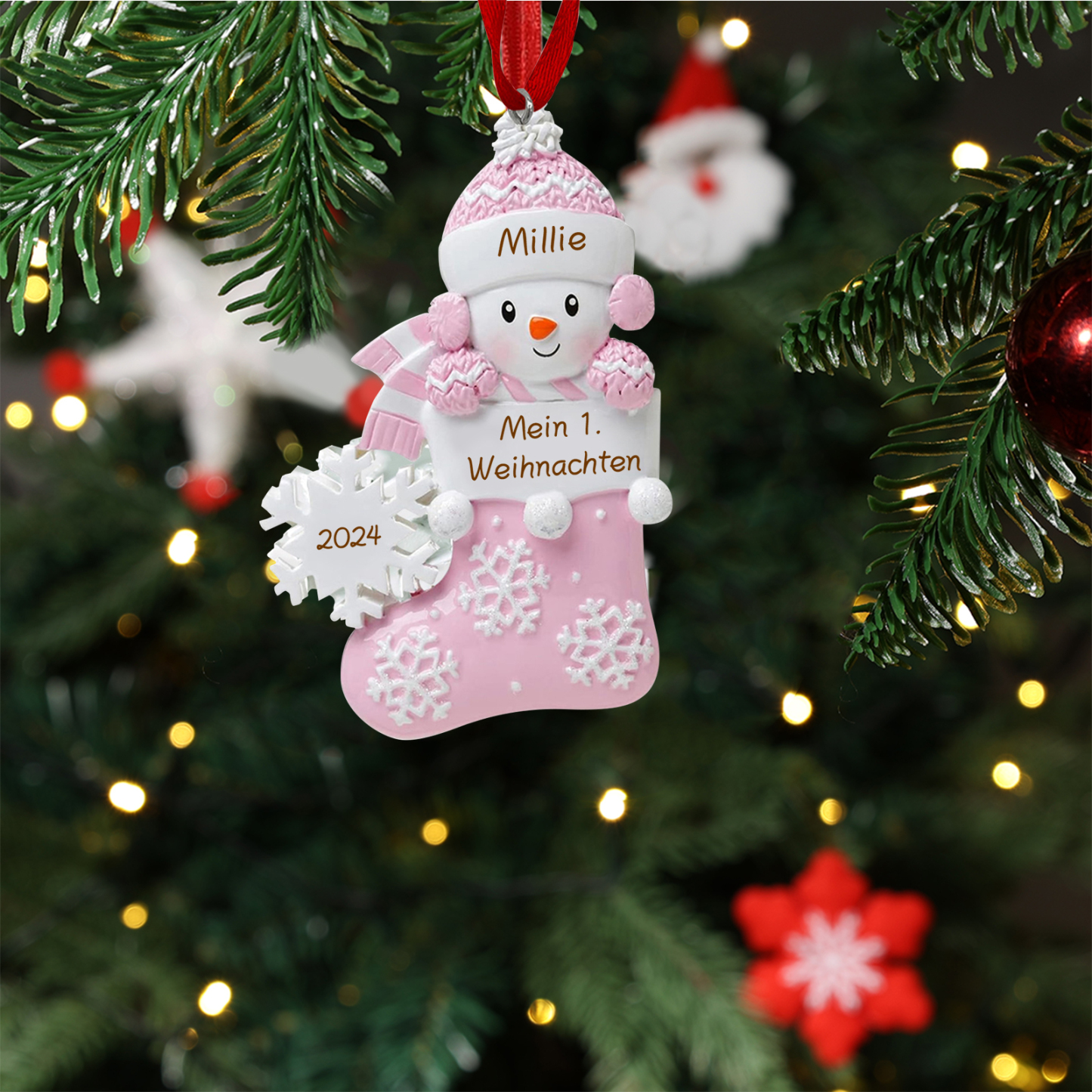 [Copy]3 Names-Personalized Family Christmas Snowman Resin Ornament-Custom 3 Names Hanging Christmas Ornament Gifts For Family