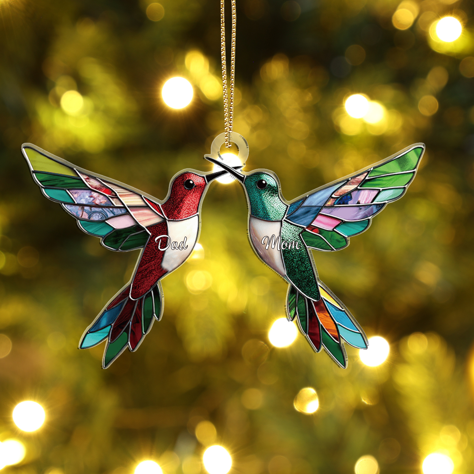 Personalised Hummingbird Family Christmas Ornament with Custom 2-6 Names Family Christmas Gift | Jessemade