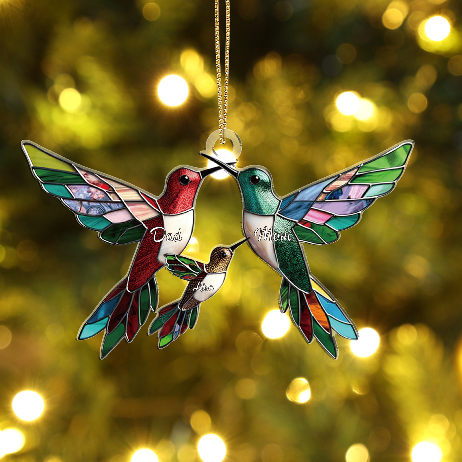 Personalised Hummingbird Family Christmas Ornament with Custom 2-6 Names Family Christmas Gift | Jessemade
