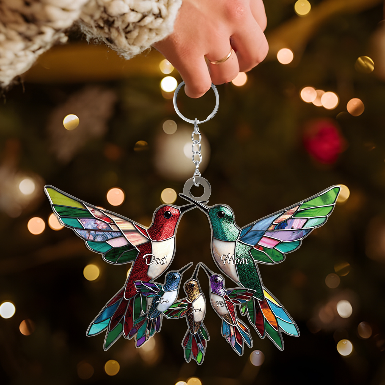 Personalised Hummingbird Family Christmas Ornament with Custom 2-6 Names Family Christmas Gift | Jessemade